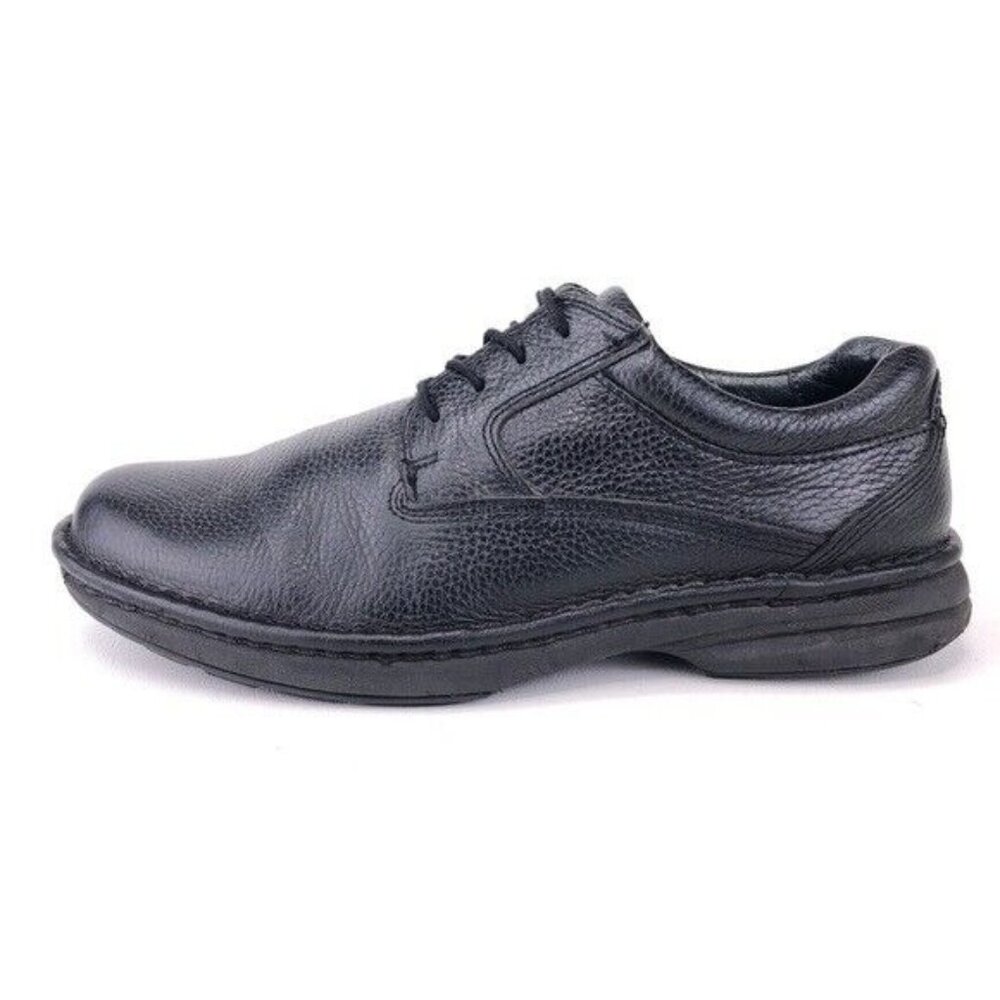 Aetrex Pebbled Black Leather Plain Toe Oxfords 10.5M